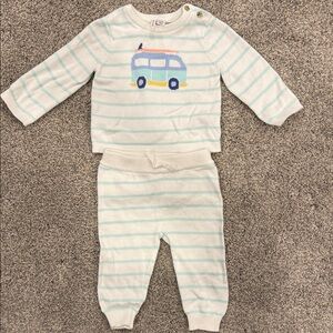 Janie and Jack Blue and Cream Baby Outfit